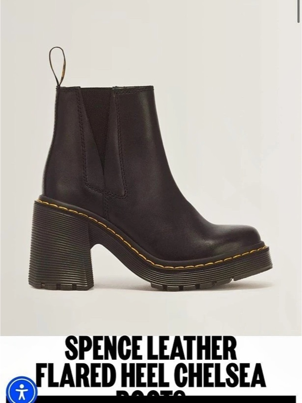 Dr. Martens Spence Leather Flared Heel Chelsea Boots Black - Picture 9 of 11